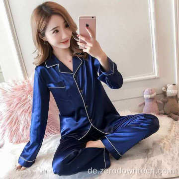 Damen Satin Seide Pyjama Set Zweiteilige Hose